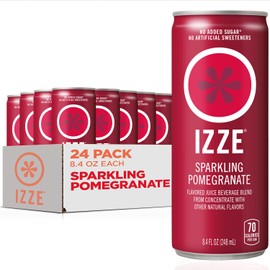IZZE Sparkling Water Juice Beverage Blend, Pomegranate, No Sugar Added, 8.4 FL OZ, 24 Cans