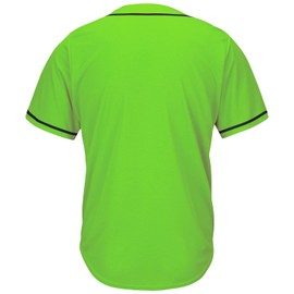 Pullonsy Solid Plain Baseball Jersey T-Shirts for Men Full Button Down Streetwear,Black Stripe Lime Green Jersey,Size XL