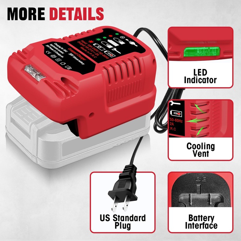 for Bauer 20V Battery Charger,1/2 Size for Bauer 20V Mini