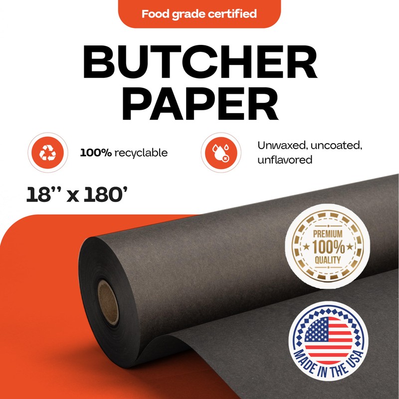 Black Butcher Paper 18" x 2160" (180 feet) - USA-Made