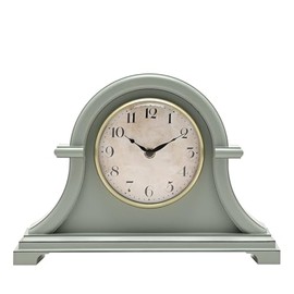 Hometime Broken Arch Mantel Clock - Sage Green - Analogue Quartz Mechanism - Traditional Home Decor Gifting for Living Room, Bedroom or Dining Room. H: 23 x W: 32 x D: 7 cm