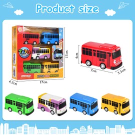 TIVUNORON Mini Bus Toy, 5 Pieces Bus Model Toy, Mini Pull Back Toy Cars, Mini Cartoon School Bus Toy Cars, Children's Bus Model Toy Cars Set, Children's Birthday Gift