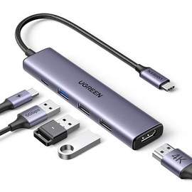 UGREEN USB C Hub, 5 en 1 Adaptador USB C Multipuerto Aluminio a 4K 30Hz HDMI, 1 USB 3.0 y 2 USB 2.0, PD Carga Compatible con MacBook M1 M2 Pro Air iPa