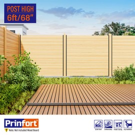 Prinfort 4pack 6FT (H: 68″) Matel Backyard Privacy Fence Panels Post Black, Install Fence Panels Post for Wood Slats Outdoor