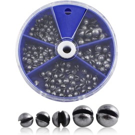 Fishing Lead, Pack of 100 Lead Shot Fishing, Scrap Lead Fishing with Storage Box, Removable Lead Weight Fishing, 5 Sizes Lead Shot Assortment Tin (0.3g/0.5g/0.6g/0.8g/1g)