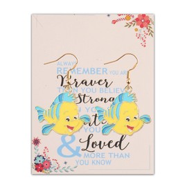 AKTAP Flounder Earrings: Hypoallergenic Metal Stud Earrings - Flounder Motif for Mermaid Fans