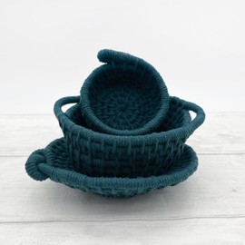 Bergin & Bath Macrame Kit, Baskets - Peacock Blue - Learn to Make a Trio of Stylish Baskets - Gift for her, for Mum - Craft kit for Adults and Teens