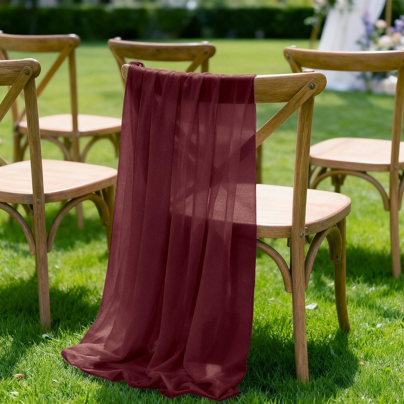 Chiffon Table Runner Burgundy, 77 x 300 cm Soft and
