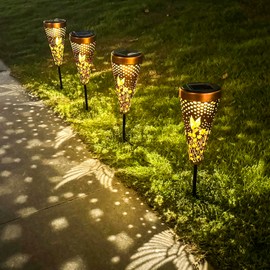 DIBIEECN 4 Pack Hummingbird Solar Pathway Lights Outdoor,Metal Garden Decorations Outdoor Lights with Patterns and Warm Light,Waterproof Landscape Lighting for Path Patio Backyard Walkway Yard