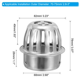 PATIKIL Dome Gutter Guard Filter 3 Inch, Stainless Steel Downspout Strainer, Anti-Blocking Outdoor Gutter Cleaning Tool for Stops Leaves Debris, Fits 2.8-3 Inch