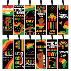 Haooryx Juneteenth Bookmarks - 120Pcs 1865 Juneteenth Bookmarks with Ribbon Celebration June 19 Freedom Day Book Marks for Africa Americans Independence Day Classroom Inspirational Handouts Supplies