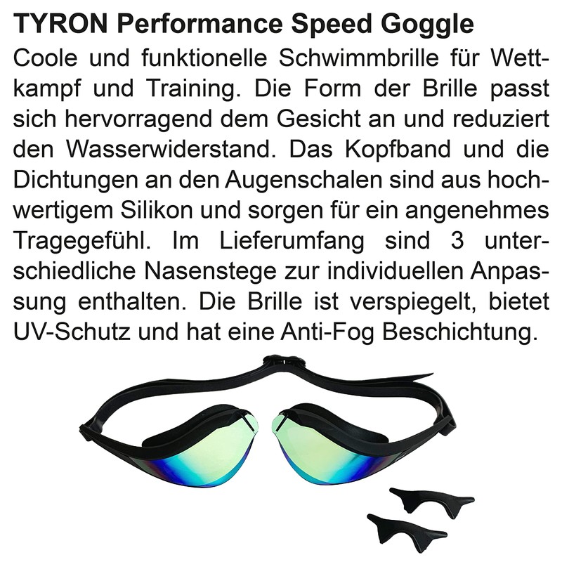 Tyron Performance Predator Swimming Goggles (Black/Metallic)