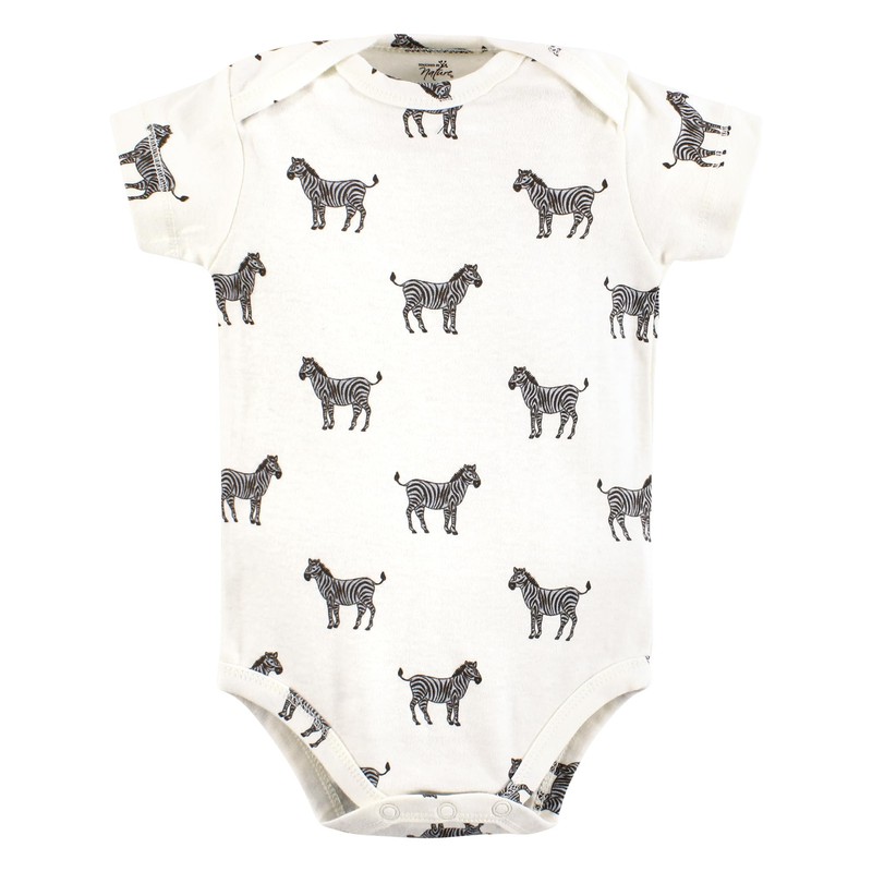 Touched by Nature Unisex Baby Organic Cotton Bodysuits, Classic Safari