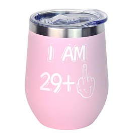 BOKALAKA 30th Birthday Women, 30th Birthday Gift for Women, Stainless Steel Wine Cup Gifts 30th Birthday Wife, Birthday Gift (Pink, 350ml)