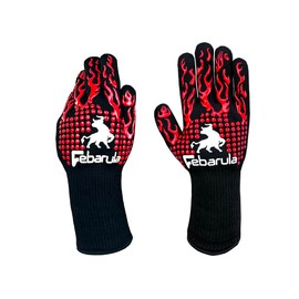 Febarula Heat Resistant BBQ Gloves, 1472°F Extreme Heat Protection, Silicone Non-Slip Grip, Extra Long Arm Coverage, Perfect for Grilling, Smoking, Cooking, and Outdoor Camping
