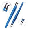 2 Pieces Diamond Grip Eyelash Tweezers Professional Set- COSSMOO Straight