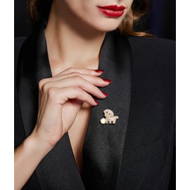 KristLand Vintage Dog Brooch Full Crystal Animal Brooch Pin Corsage Art Deco Retro Cute Dog Brooch Pin Birthday Party Gift for Women Men, Crystal