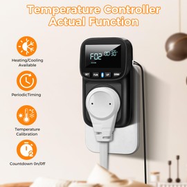 Diymore Digital Temperature Controller Outlet,1800W Plug in Thermostat,Heating Cooling Mode,120V Incubator Thermometer Reptile Thermostat Greenhouse Thermostats Greenhouse Thermometer