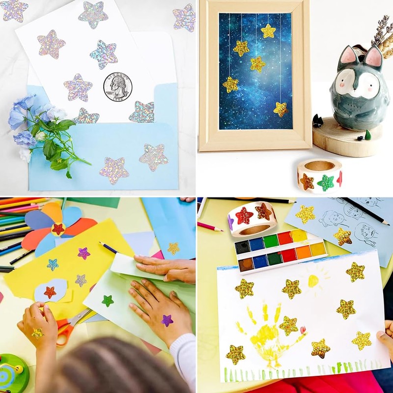 ESJNNK Reward Stickers, Star 2 Rolls, Approximately 1000 Sheets, Stars,
