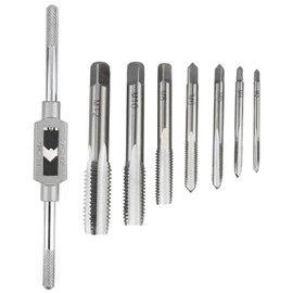 YFFSFDC 8 Piece Tap Set with Tap Handle, Bolt Extractor, Broken Bolts and Screws, Bearing Steel
