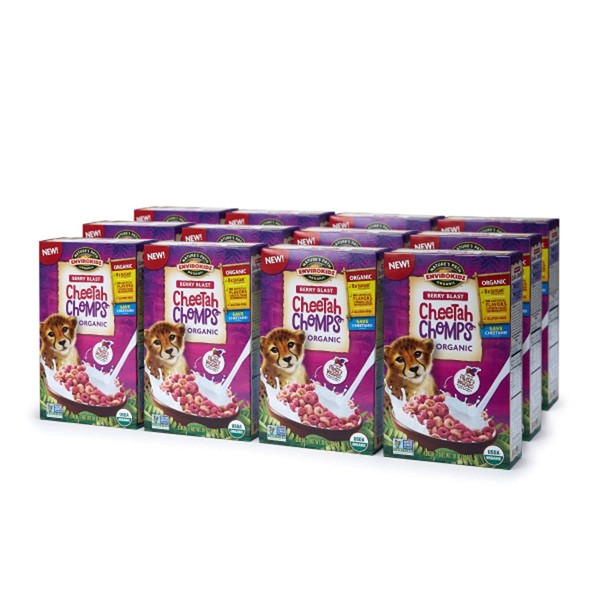 Cheetah Chomps Organic Berry Blast Cereal, 10 Ounce (Pack of 12), Gluten Free, Non-GMO, EnviroKidz by Nature's Path