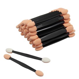 JUN-H Pack of 100 Dual Ended Oval Make-Up Eyeshadow Brushes Disposable Eyeshadow Applicator Double-Sided Sponge Applicator Suitable for Women and Girls Use Daily Makeup