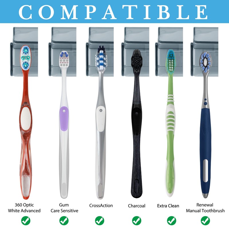 Linkidea 2 Pack Wall Mount Toothbrush Holder with Cover for