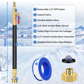 SOMDARHK RV Winterizing kit 18”, Sprinkler Blowout Adapter with Shut Off Valve, 1/4 Air Compressor Quick Plug & Filter Hose Washer for Camper, Motorhome, Sprinkler Systems