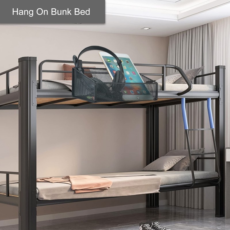 MATIMASU Bedside Caddy Hanging Storage Basket Beside Shelf Metal Organizer