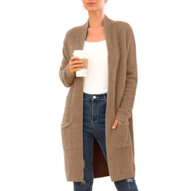 IWOLLENCE Womans Long Boyfriend Cardigan Jumpers Thick Fuzzy Fluffy Knit Sweater Tops for Ladies UK Women's Cardigans (Dark Khaki, M)