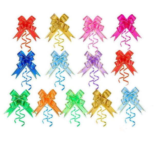 erioctry 200 PCS Pull Bows Festival Wrap Ribbon Bows Assorted Colors Festival Gift Wrap Ribbon Bows for Birthday Christmas Wedding Party Ornament (Random Color)
