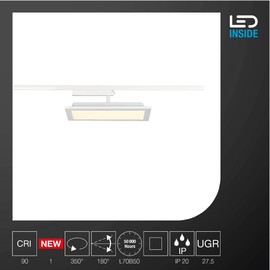 SLV 1 Phase System Light Panel Track / Spotlight, LED Spotlight, Ceiling Light, Rail System, Indoor Lighting / 3000 K 18 W 1800 lm White