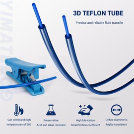 YIMATEECO PTFE Teflon Bowden Tube, 1M Teflon Tube with PTFE Tubing Fittings Cutter Set for 1.75mm Filament Bowden Extruder (Tube ID 2mm OD 4mm) 3D Printer Consumables (1M Teflon Tube, 8Pcs/set, Blue)