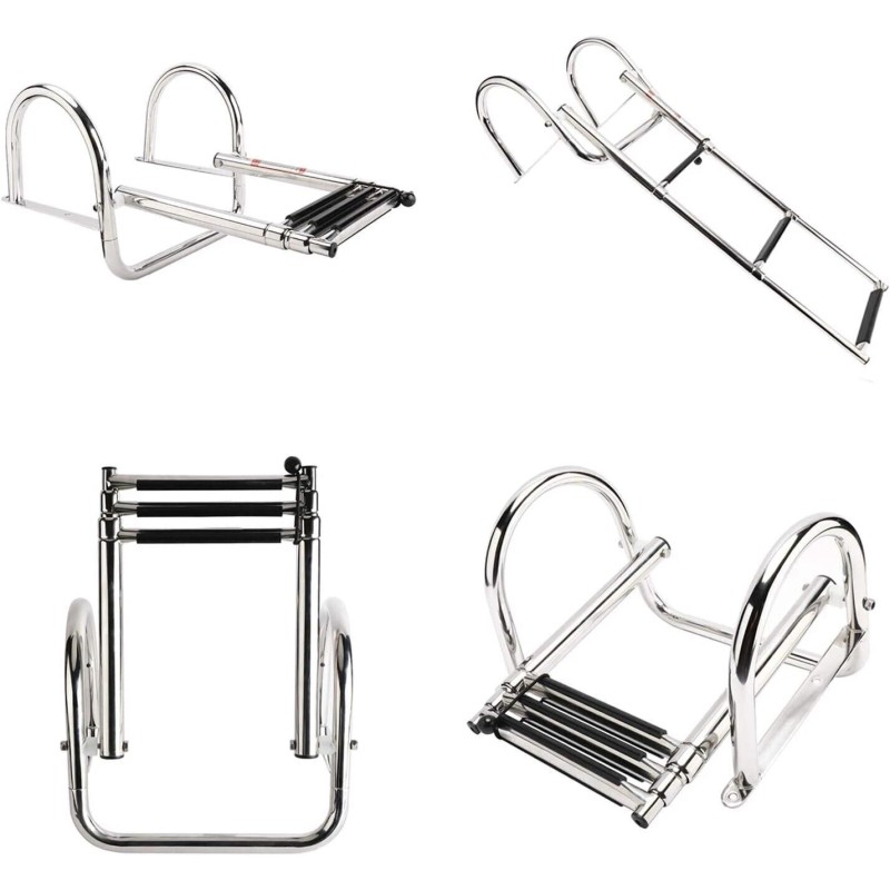 HYDDNice 3Step Pontoon Boat Ladder Stainless Steel Telescoping Inboard Ladder