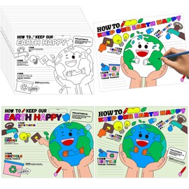 Geyoga 36 Pcs Earth Day Coloring Poster Crafts for Kids 13 x 10 Inch DIY Earth Day Coloring Poster Bulk for Kids Toddlers School Classroom Home Party Favors