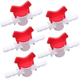 ANPTGHT 3/16“ Hose Barbed Ball Valve Drip Irrigation Ball Valve Shut Off Switch for Drip Irrigation and Aquariums（Pack of 5）