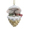 Gisela Graham Mice in Gold Cone Hanging Christmas Tree Decoration