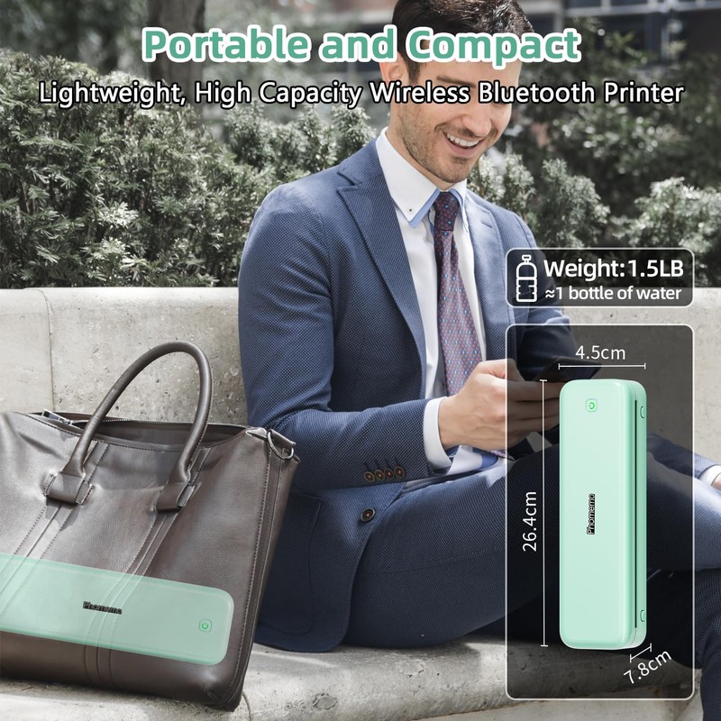 Phomemo M834 Portable Printer, Wireless Bluetooth Thermal Printer, Support Multi-Size