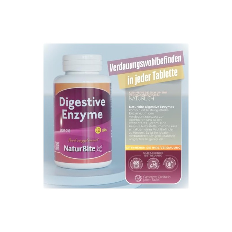 Digestive Enzymes, 120 Tablets, Naturbite. Improves the Digestive Process by