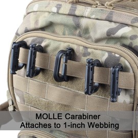 Molle Clip Tactical Multipurpose Small D-Ring Grimloc Locking Hanging Hook Tactical Link Snap Keychain Button Carabiner Release for Molle Webbing (Set of 10)