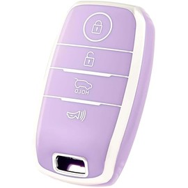 YALNORVA for Kia Key Fob Cover, TPU Key Fob Case Cover Fits for Kia Forte Koup NIRO Optima Rio Sorento Soul Sportage Car Accessories Smart Key Holder, Silver Purple