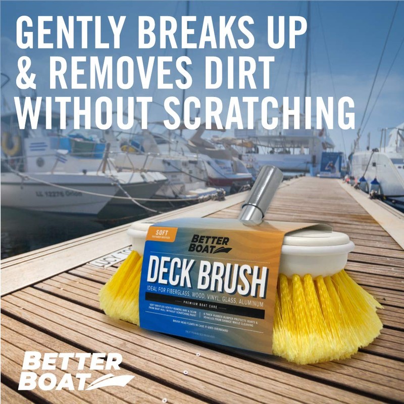 Soft Boat Deck Brush, Heavy-Duty Marine Brush Head, 8" Bristle