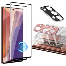 JOLOJO 6 Pack for Galaxy Note 20 (6.7") Ultrasonic Fingerprint Tempered Glass + Full Metal Camera Protector + Back Film, 3D Touch, Anti-Scratch, 360 Protection