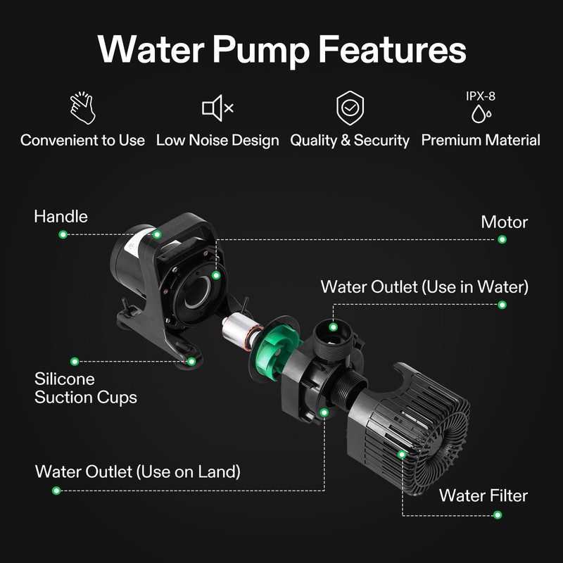 VIVOSUN 2600 GPH Submersible Water Pump with Barrier Bag, Ultra