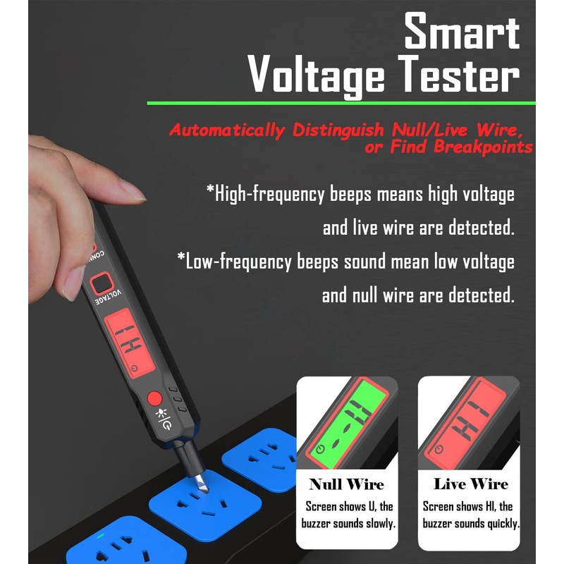Voltage Tester AC 12-300V Non-Contact & Contact Voltage Detector Electrical