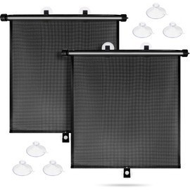 Sfee Car Window Shades for Baby-2 Pack Retractable Side Window Car Sun Shade Blocks UV Rays & Heat for Sun Protection Roller Sunshade Visor Window Shade for Kids,Passengers,Pets (20''x22'')