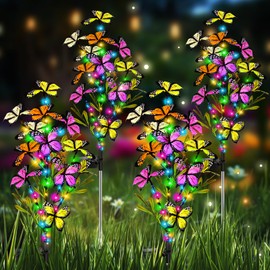 MRHEPHAESTUS Solar Garden Lights Outdoor, Waterproof 6 Pack Solar Butterfly Lights with 60 LED 12 Butterfly Colorful Lighting for Garden Yard Lawn Outdoor Decor, Gift for Mom Women Mother's Day