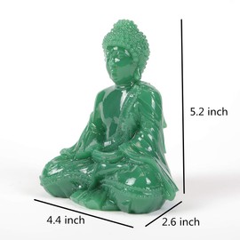 Seyee-bro Meditative Seated Buddha Statue - Thai Sitting Buddha Figurine - Manmade Jade Praying Buddha Sculpture for Home Outdoor Decoration