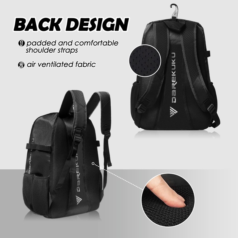 DAREKUKU Youth Baseball Backpack, Softball Bags for Boys and Adults