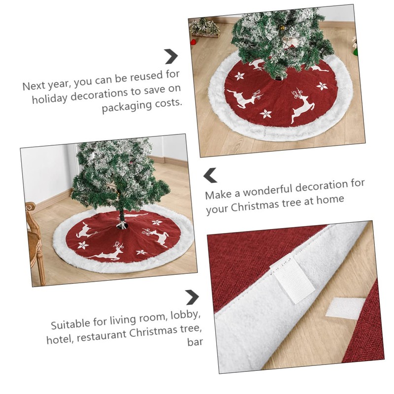 LABRIMP 1pc Plush Xmas Tree Skirt Mat Festive Tree Base